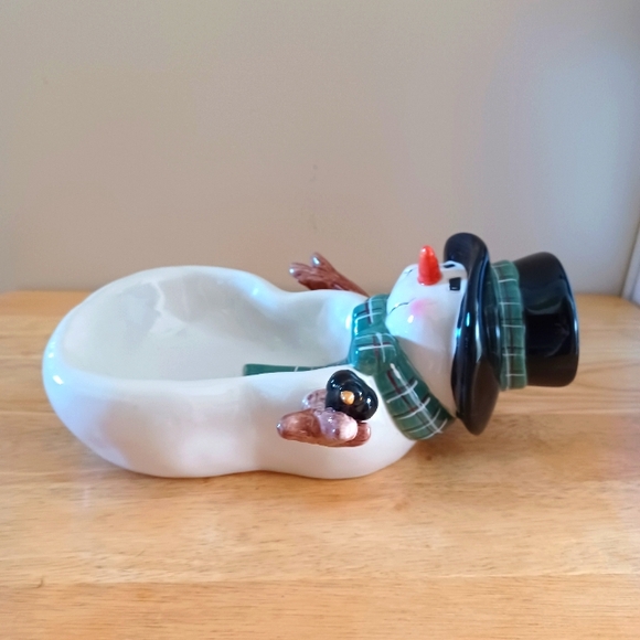 NWT Sakura Snowman Ceramic Bowl/ Candy Snack Bowl